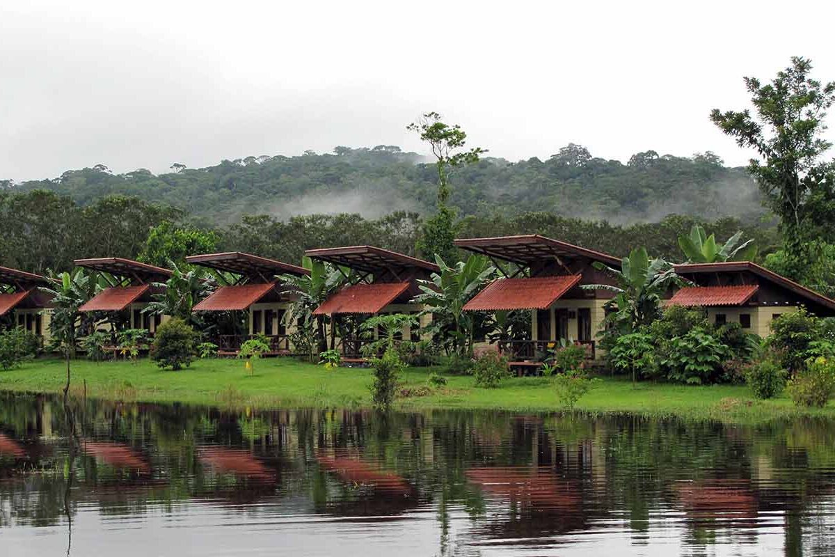 Physis Photo Tours - Costa Rica | Scenic view of Maquenque Lodge in Boca Tapada, Costa Rica, highlighting the lodge's natural surroundings